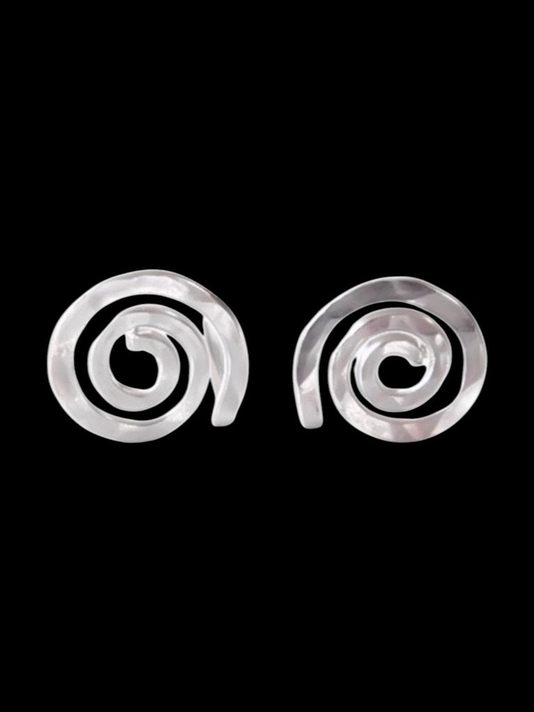 Moodtherapy Sterling Silver Spiral Stud Earrings Handmade Modern Art Design New